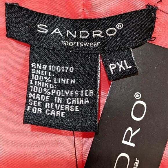 NWT Sandro Sportswear Petite Women's 100% Linen Coral Button Jacket Size PXL - Picture 7 of 10
